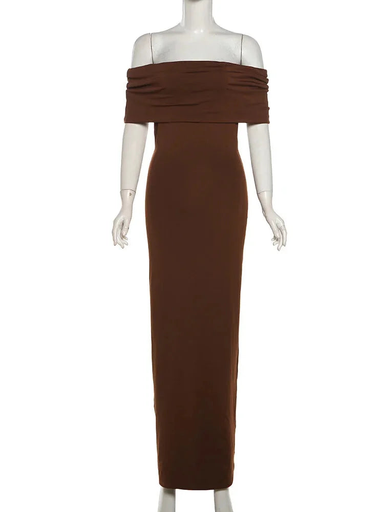 Bodycon dresses - slash neck elegant solid dress women summer hollow skinny stretch maxi bodycon birthday party streetwear Vestidos