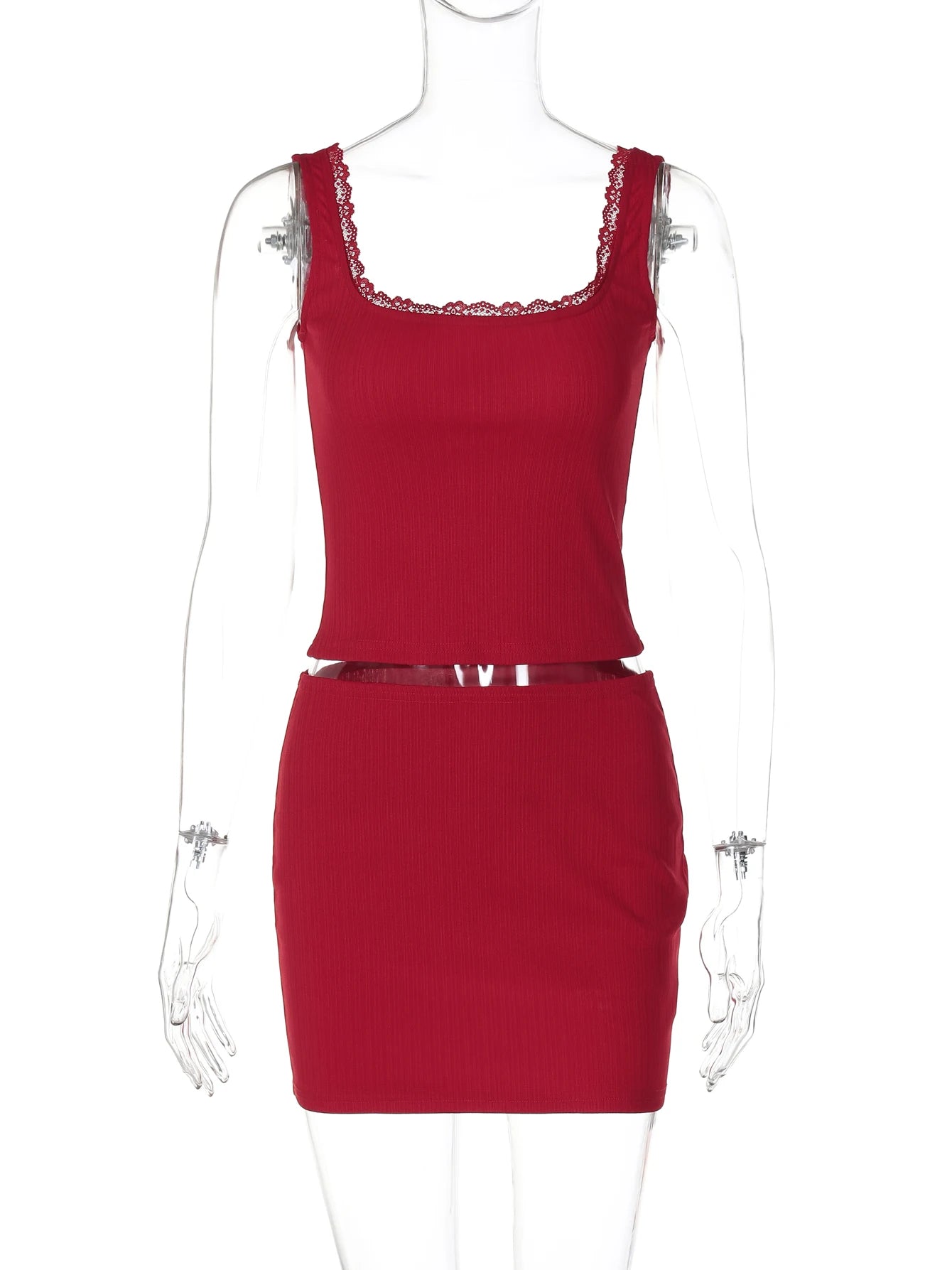 Skirts set - Women 2024 Summer Autumn Crop Tank Tops Mini Skirt Party Club Two Piece Set Outfit Basic Wholesale Items For Business