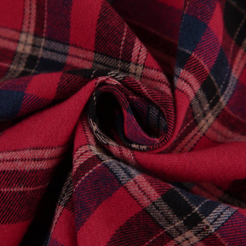 Plaid Shirt For Women, Red Bright Grid, Oversized Blouse, Leisure And Fashionable Top, Spring And Autumn Seasons