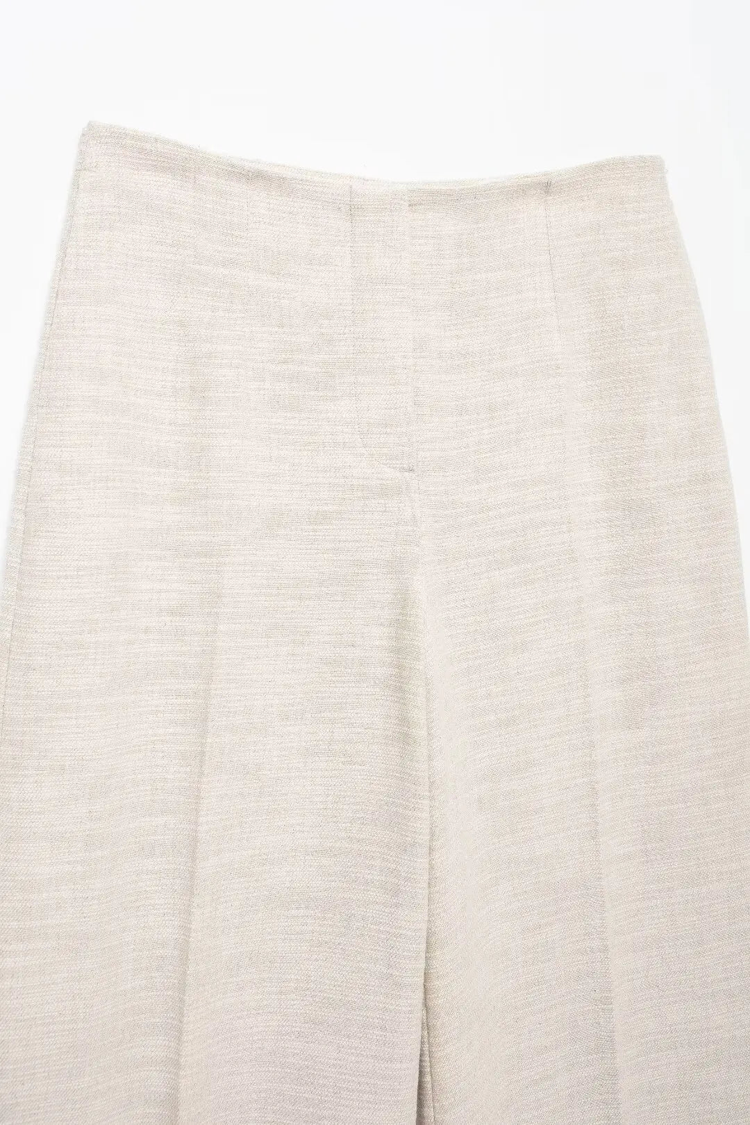 Pants Sets - Women Elegant Solid Slim Back Zipper Side Slit Crop Design Slash Neck Top+High-Waisted Zip-up Loose Long Pant 2 Piece Set