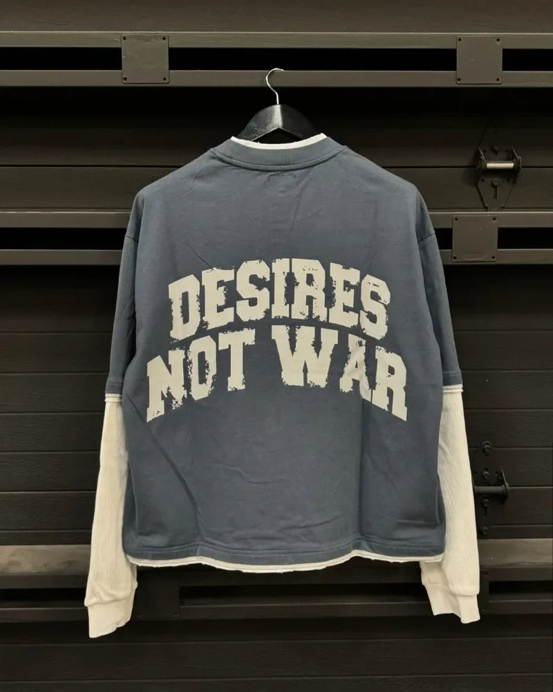 Men Pullovers - Street Fashion New Letter Printed Cotton Round Neck Long Sleeve T-shirt Men Y2k Trendy Brand Casual Loose Oversized Top Women