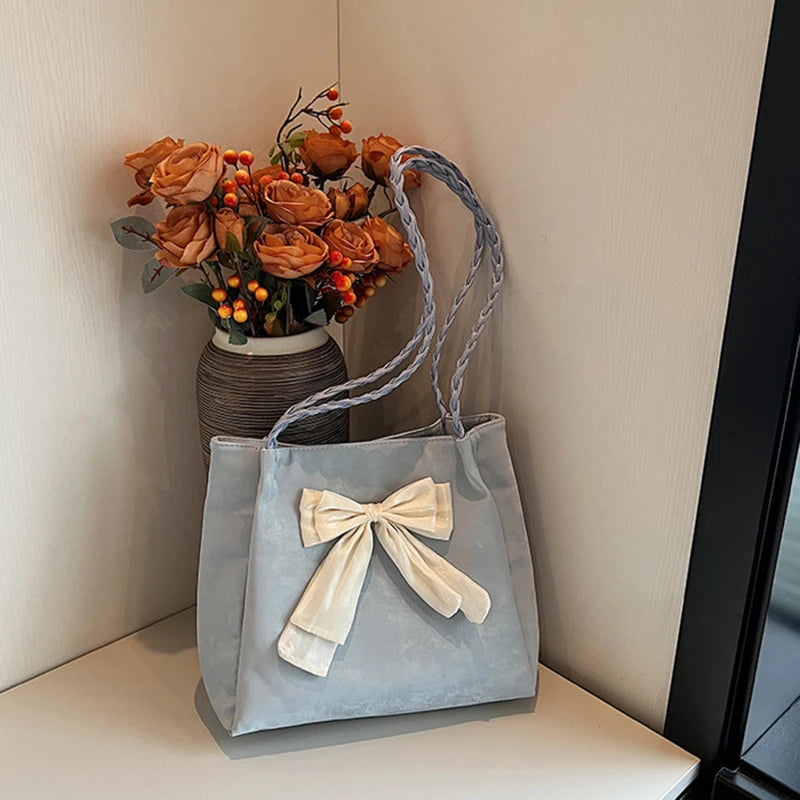 HandBags - Women's Shoulder Bag with Bows Versatile Casual Hand-held Tote Bag Women's Bag Simple Spacious Trendy Crossbody Bag Commuter Bag