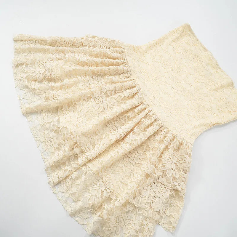 Tube Dresses - Off-shoulder Strapless Sexy Mini Dress For Women Elegant Lace Sleeveless Backless High Waist Pleated Cake Dress