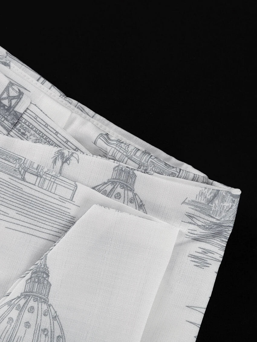 Skirt Sets - Summer Loose Print 2 Piece Sets Women Outfit 2024 Elegant Short Sleeve Shirt With High Waist Lace-Up Mini Skirts Set