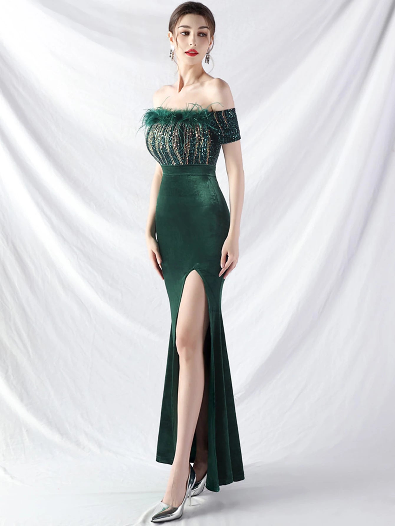 Elegant Dresses - Sexy elegant long wedding evening dresses for women luxury velvet birthday party dress woman maxi sequin summer dress vestidos