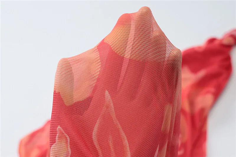 Party Dresses - Halter Deep V Neck Ruffled Sexy Maxi Dress For Women Fashion Sleeveless Backless High Waist Bodycon Club Printed Dress