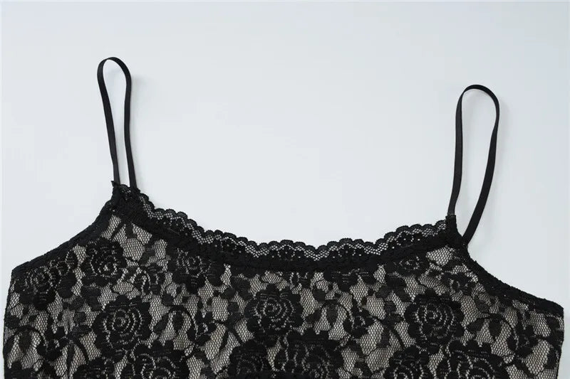 Elegant Dresses - Black Lace Sexy Maxi Dress For Women Slipdress Spaghetti Strap Sleeveless Backless High Waist Bodycon Club Long Dress