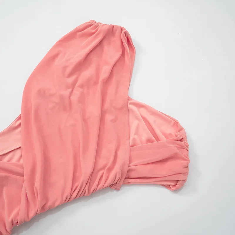 Elegant Dresses - Sexy Sleeveless Hollow Out Pleated Patchwork Maxi Dress For Women High Waist Off-shoulder Slim Club Party Long Dress