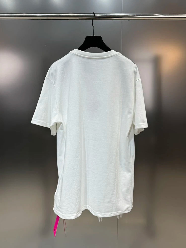 T-Shirts - Trendy New Items Women's Spliced Lace Print T-shirt 2024 Spring Fashion Round Neck Short Sleeves Tops Female 11XX8901