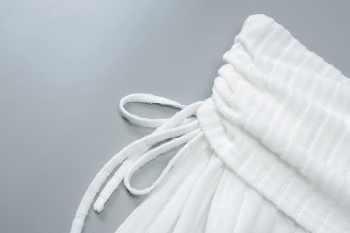 Matching Sets - Dulzura Ribbed Sexy Elegant 2 Piece Skirt Set Off Shoulder Long Sleeve Lace Up Top Mini Skirt Matching Set Party Club Streetwear