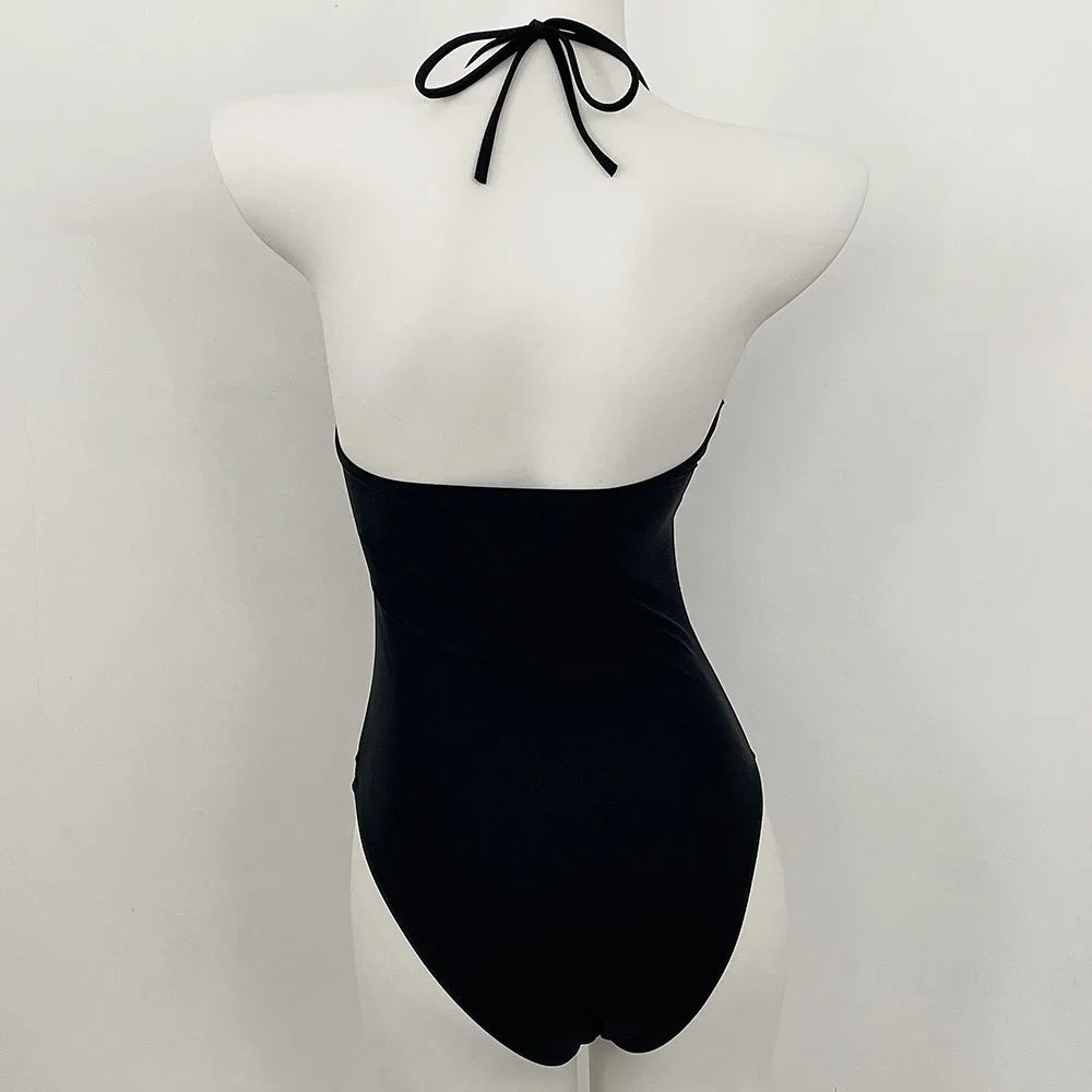 Swimsuits - 2 Colors Sexy Metal Rings Cut Out Women Swimwear One Piece Swimsuit Female Bandeau High Leg Cut Bather Bathing Suit Swim