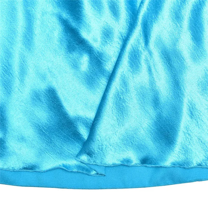 Mini Dresses - Patchwork Sleeveless Sexy Mini Dress For Women Robe Satin Strapless Backless Lace-up High Waist A-line Club Dress