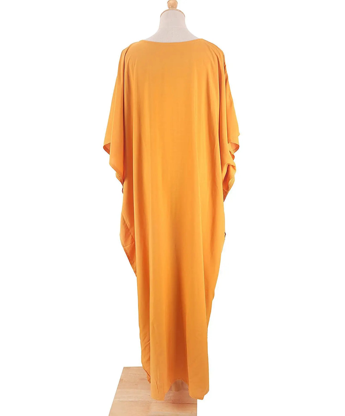 Kaftans - Women's Clothing Swimwears Solid Color Cover Up V Neck Batwing Sleeve Plus Size Beach Kaftan Dresses