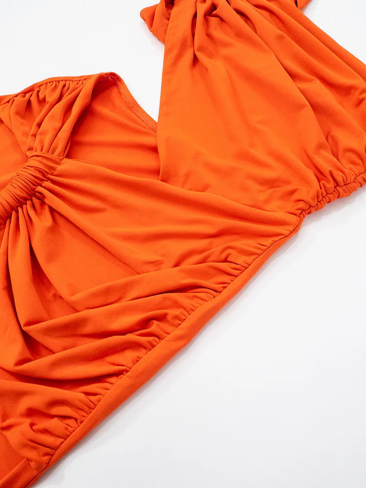 Elegant Dresses - Sexy Sleeveless Hollow Out Irregular Side Ribbon Pleated Long Dress For Women High Waist Elegant Sexy Club Party Dress