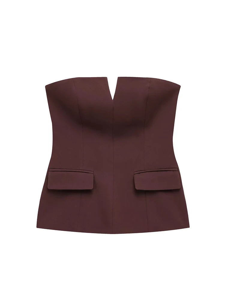 Strapless Tops - Spring Summer Women Strapless Crop 2025 Tops Basic Sleeveless Office Lady Tops Trend Street Classic Solid Tube Tops