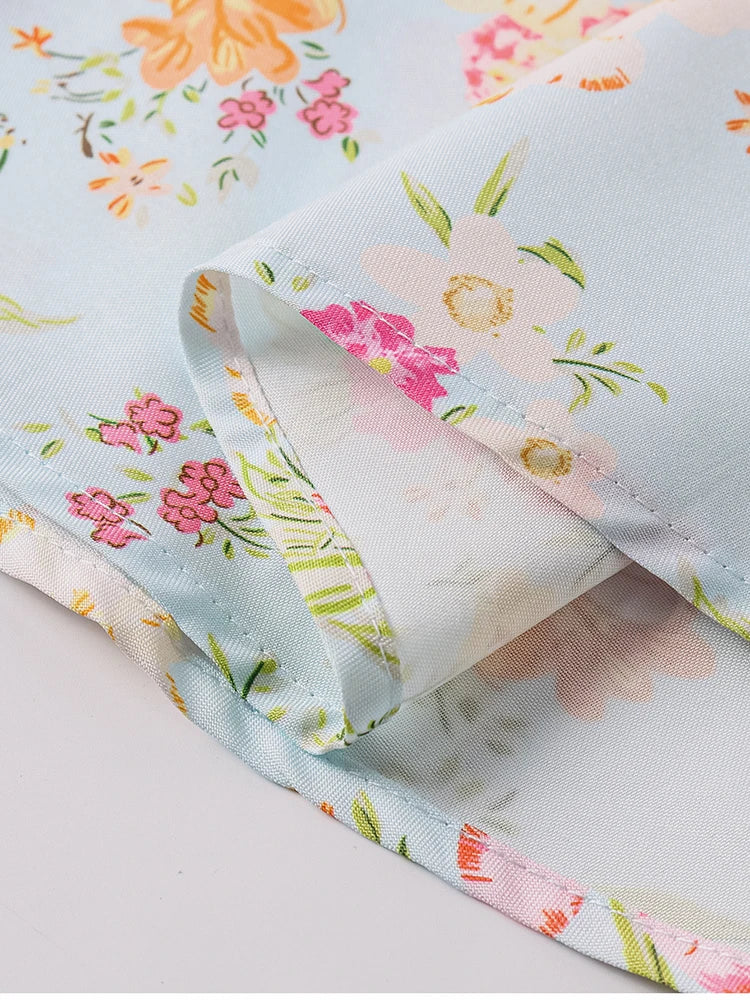 Floral Dresses - Women's Halter Backless Print Floral Midi Corset Dress Spaghetti Straps Tie Up Fashion Casual Holiday Long Dresses Pink