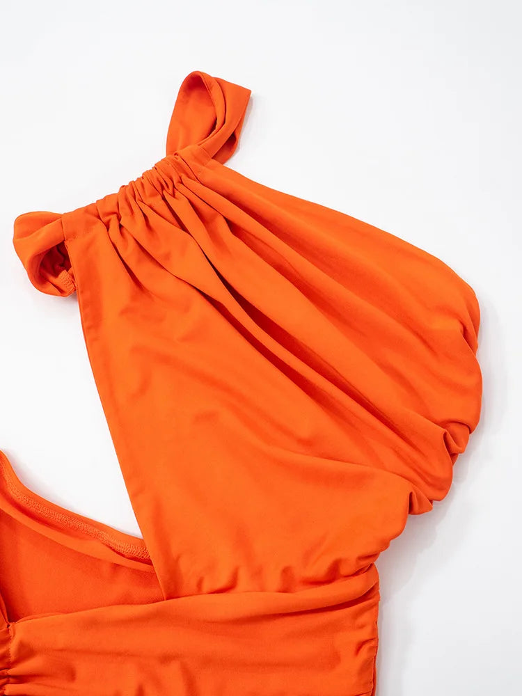 Elegant Dresses - Sexy Sleeveless Hollow Out Irregular Side Ribbon Pleated Long Dress For Women High Waist Elegant Sexy Club Party Dress