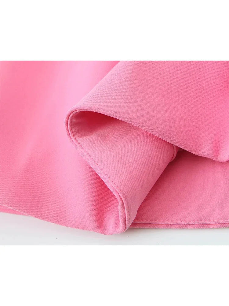 Casual Dresses - Sweet Romantic Chic Women Dress Solid Pink Pleated Sleeveless Mini Vestidos New Fashion 2025 Summer Vacation Date Dress