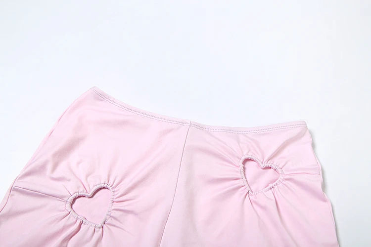 Matching Sets - Spring Release Junior Ankle-Length High Street Pants Suit K25S63797 Girl Solid Slim Love Hollow Pattern Pants Suit