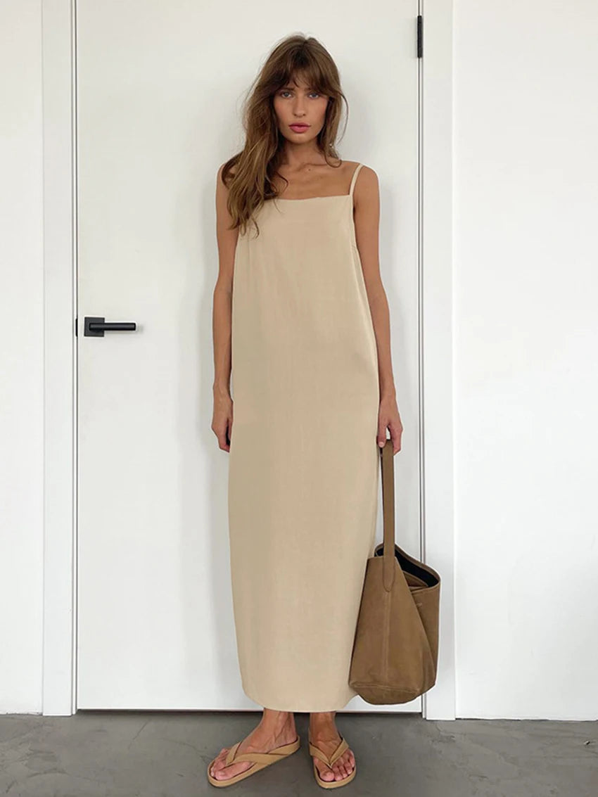 Casual Dresses - Casual Female Nightgowns Sexy Spaghetti Strap Sleepwear Backless Nightwear Ankle-Length Pajama Home Clothes For Women