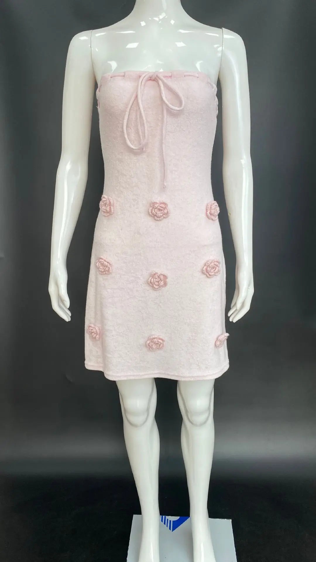 Casual Dresses - Elegant Sleeveless Lace Up Pink Mini Dress Women New Fashion 3d Flower Backless Sexy A-Line Short Dresses Bodycon Birthday Party