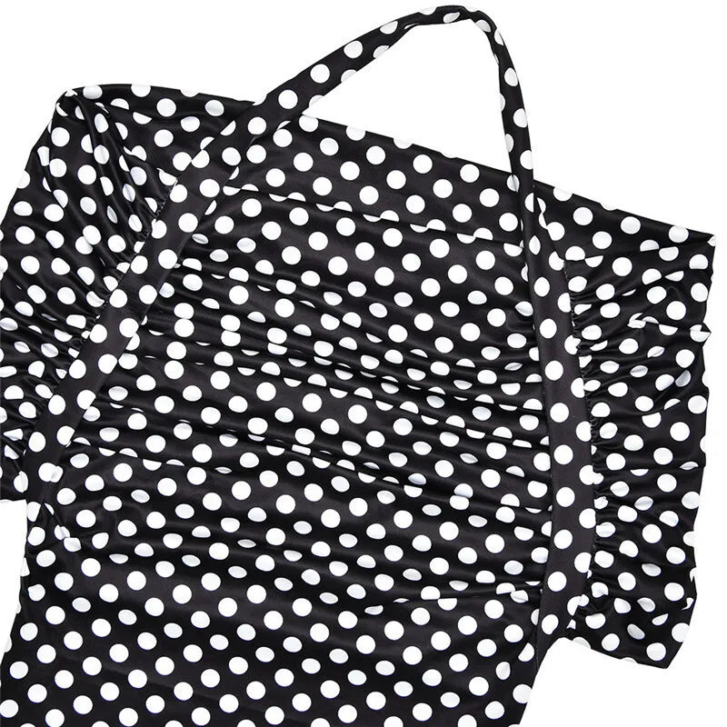 Halter Dresses - Off-shoulder Polka Dot Maxi Dress For Women Gown Fashion Halter Sleeveless Backless bodycon Split Long Dress Elegant