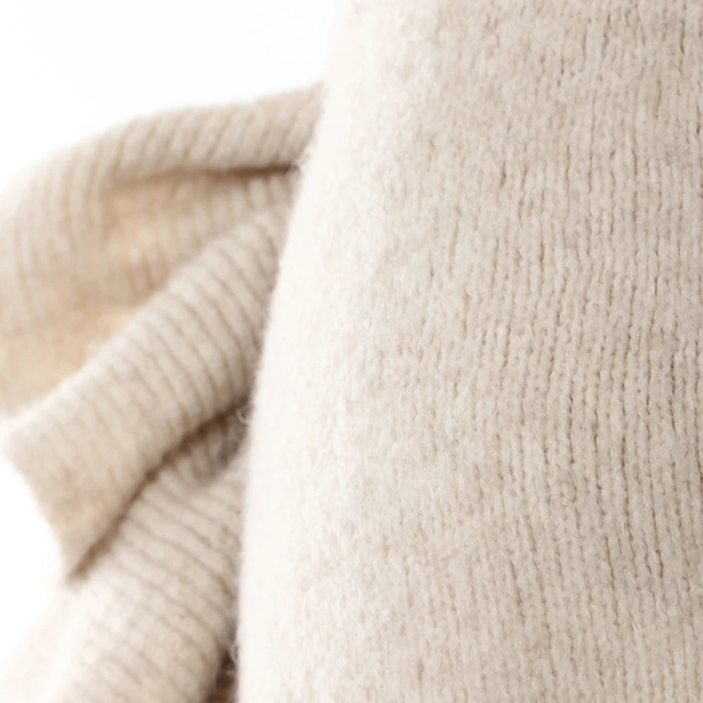 Knitwear - TWOTWINSTYLE Three Piece Set For Women Lapel Long Sleeve Coat High Neck Vest High Waist Patchwork Appliques Skirt Sets Female