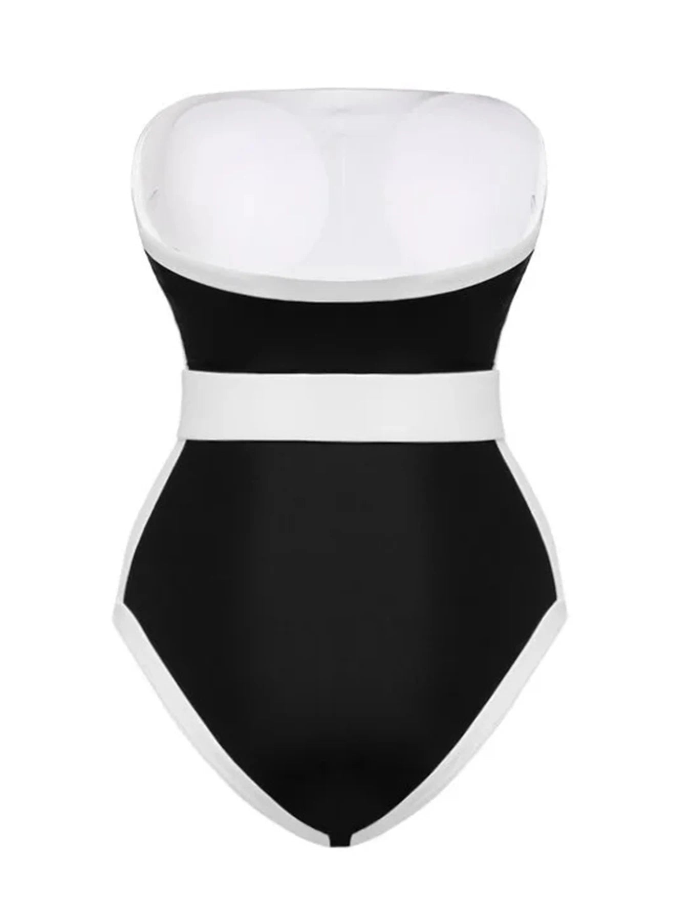 Monokini Swimwears - 2024 New Black And White Contrast Color One Piece Swimsuit For Women Off The Shoulder Swimwear Female Bodysuit Monokini Bathing