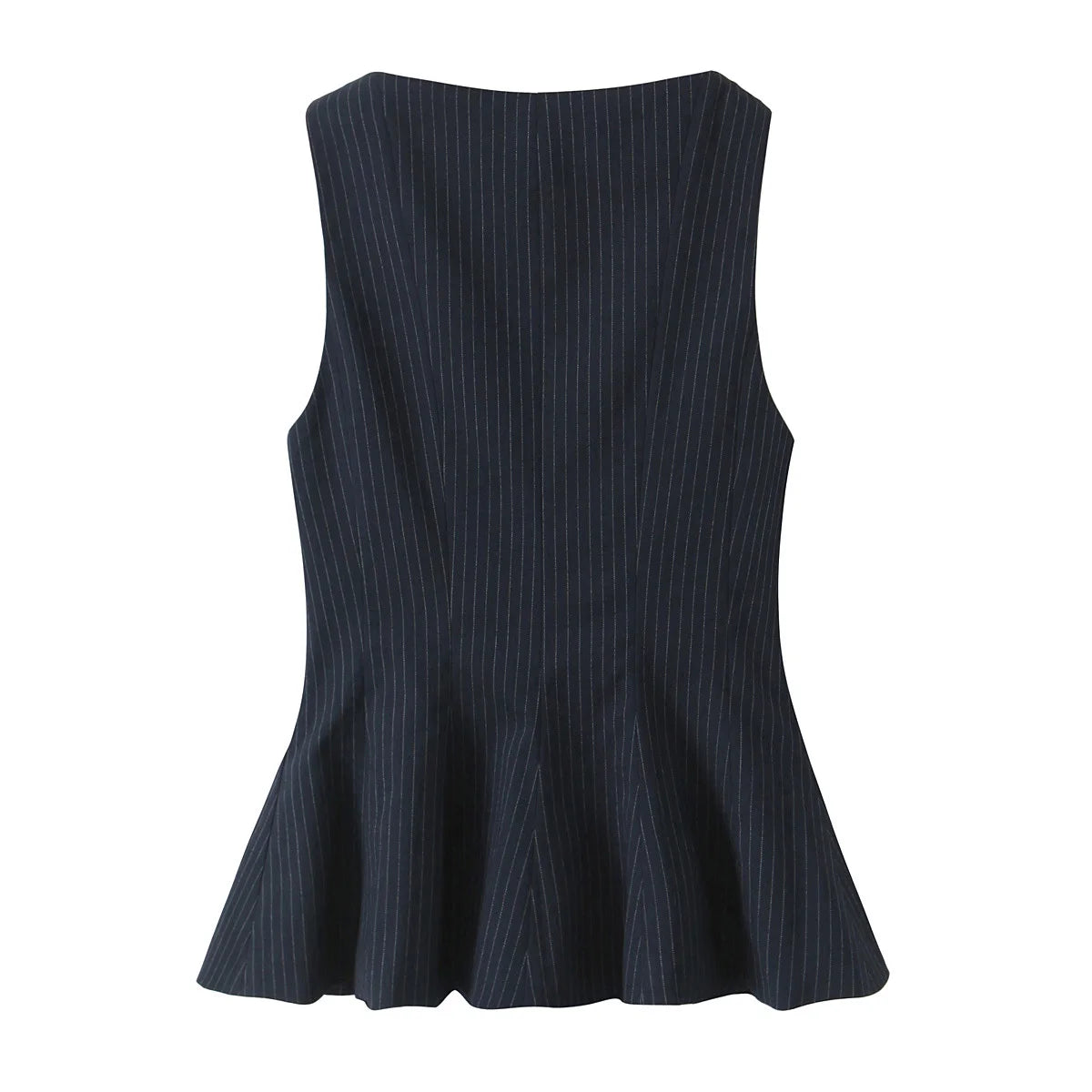 Peplum Tops - Women's New Fashion Simple Stacked Decorative Slim Fit 3-Color Top Female Elegant Round Neck Sleeveless Ruffle Zipper Top