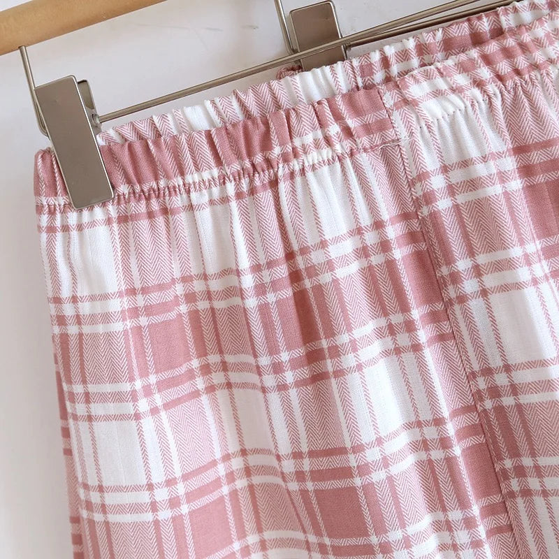 Pajamas - 100% Cotton Women's pajamas Summer Pajama Set Loose-fit Short Sleeve Shorts Trousers Three-piece Thin Homewear