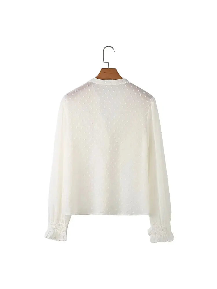 Blouses - 2025 Spring Summer Women French Fashion Chiffon Shirts Ruffle Design Single-breasted Vintage Blouses
