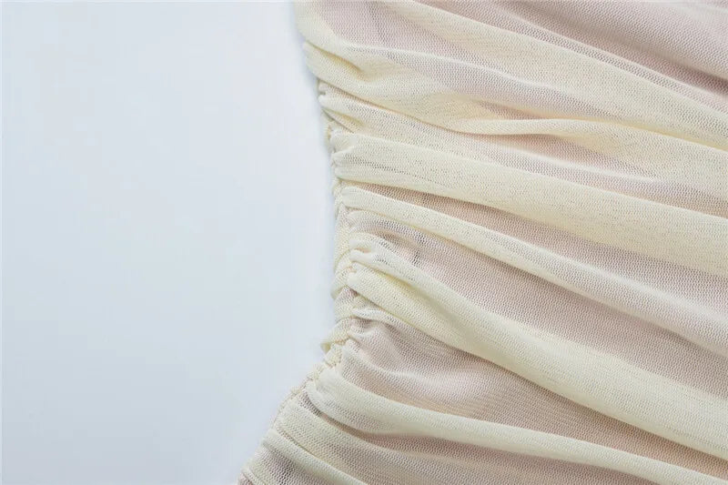 Party Dresses - Mesh Hollow Out Backless Sexy Maxi Dress For Women Fashion One Sleeveless See Through Ruched Bodycon Club Long Dress