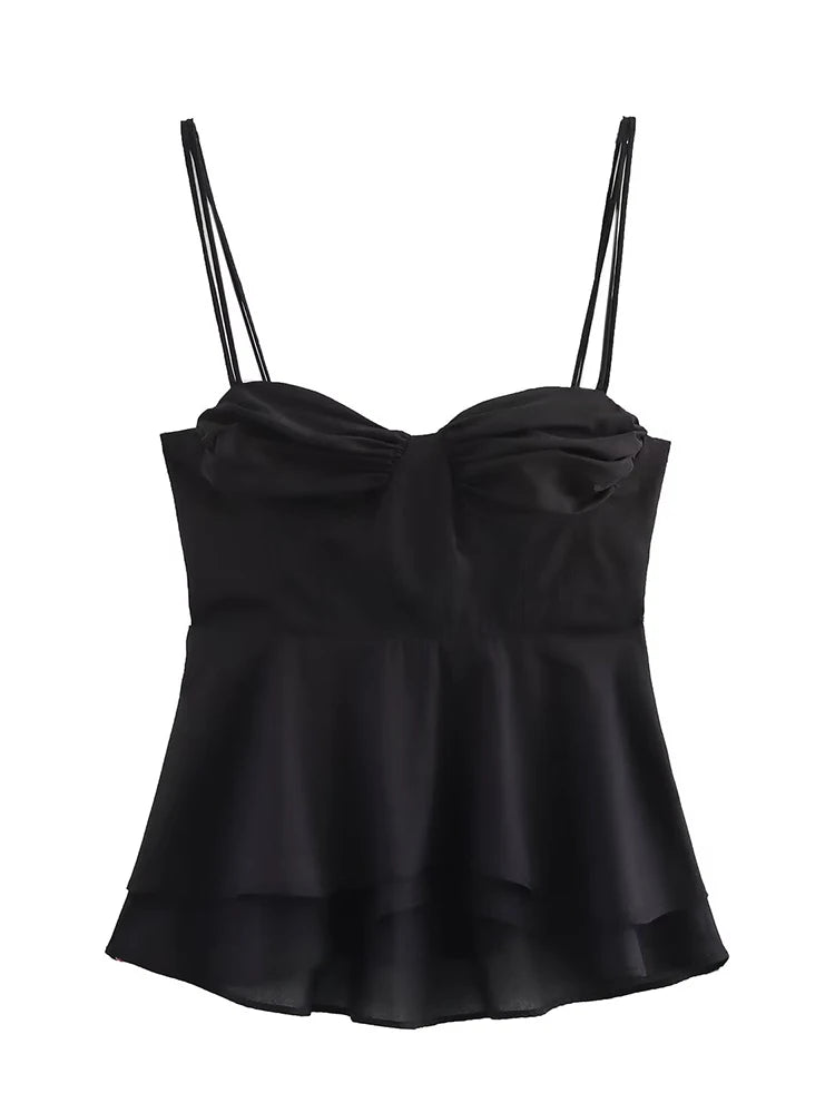 Camis - Fashion Sweet Whit Camisole For Women's Sexy Sleeveless Ruffle Slim Bra Solid Color Streetwear Y2k Women's Tops Camisole