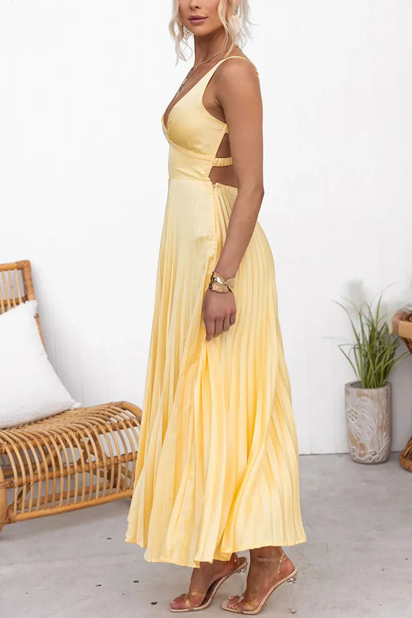 Elegant Dresses - Summer Fashion New Style Women's Elegant Strap Fold Style Loose Solid Color Vacation Style Banquet Style Women's Long Dress