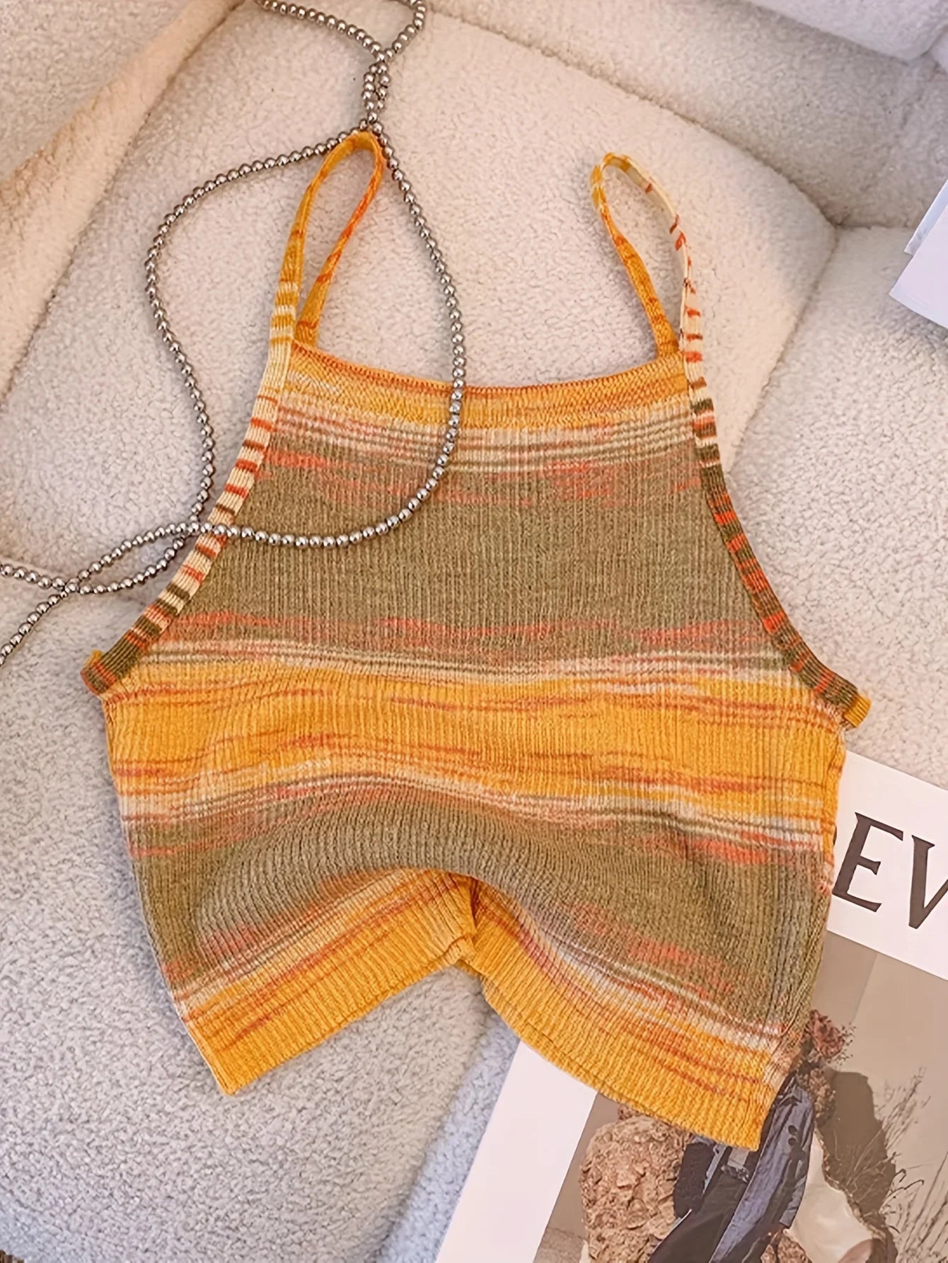 Knit Camis - 2024 Comfortable and Stylish Striped Ribbed Knit Cami Top for Women Sleeveless Square Neck Casual Top Rainbow Crop Top