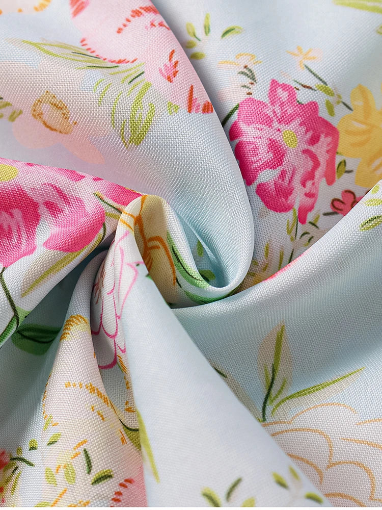 Floral Dresses - Women's Halter Backless Print Floral Midi Corset Dress Spaghetti Straps Tie Up Fashion Casual Holiday Long Dresses Pink