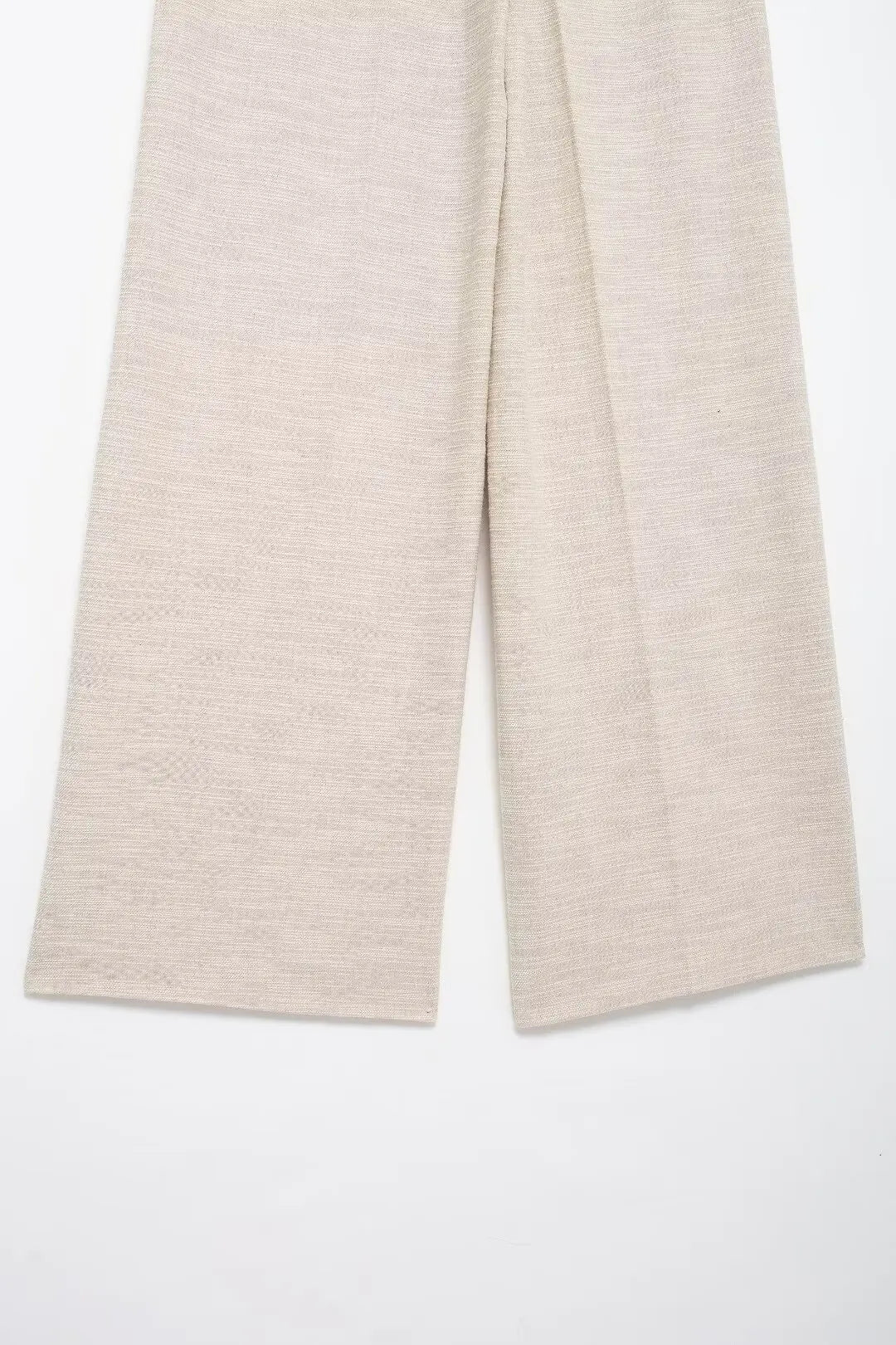 Pants Sets - Women Elegant Solid Slim Back Zipper Side Slit Crop Design Slash Neck Top+High-Waisted Zip-up Loose Long Pant 2 Piece Set