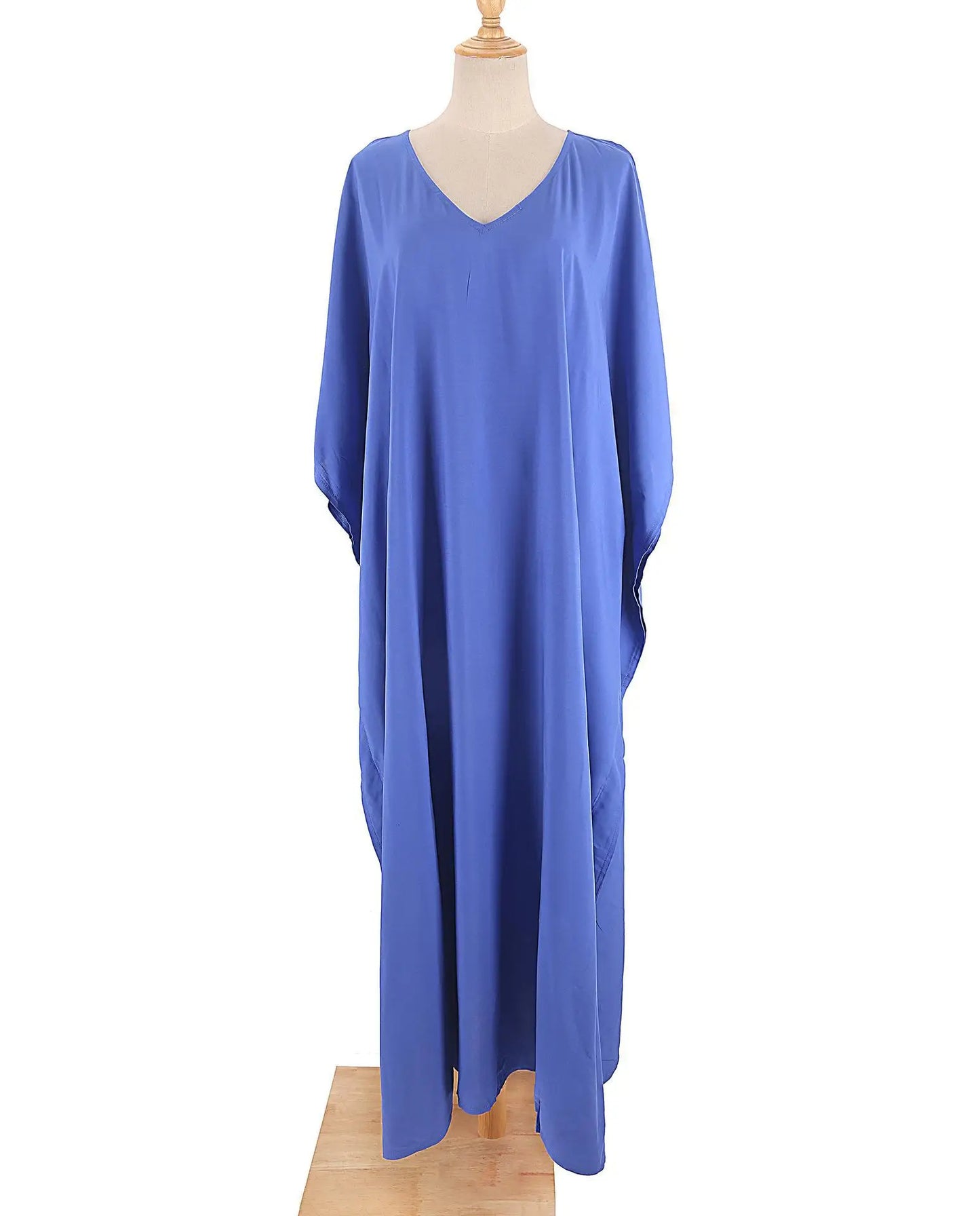 Kaftans - Women's Clothing Swimwears Solid Color Cover Up V Neck Batwing Sleeve Plus Size Beach Kaftan Dresses