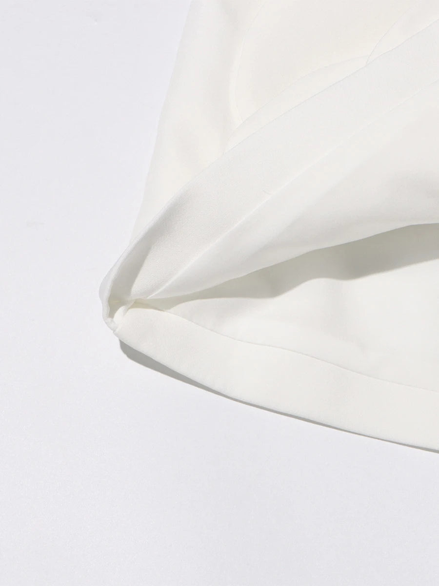 Party Dresses - Patchwork Appliques Mini Dresses For Women Diagonal Collar Sleevelss Spliced Lace Up High Waist Dresses Female New