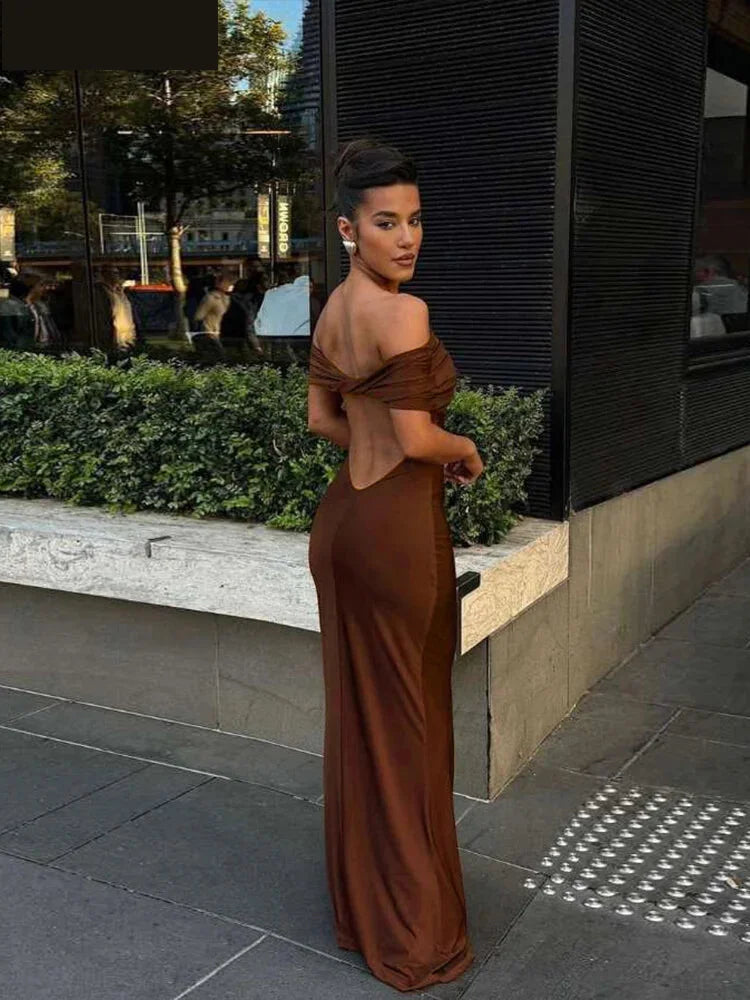 Bodycon dresses - slash neck elegant solid dress women summer hollow skinny stretch maxi bodycon birthday party streetwear Vestidos