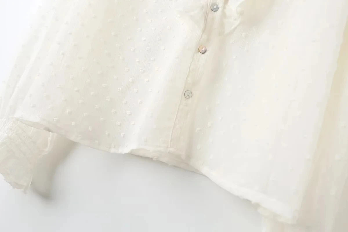 Blouses - 2025 Spring Summer Women French Fashion Chiffon Shirts Ruffle Design Single-breasted Vintage Blouses