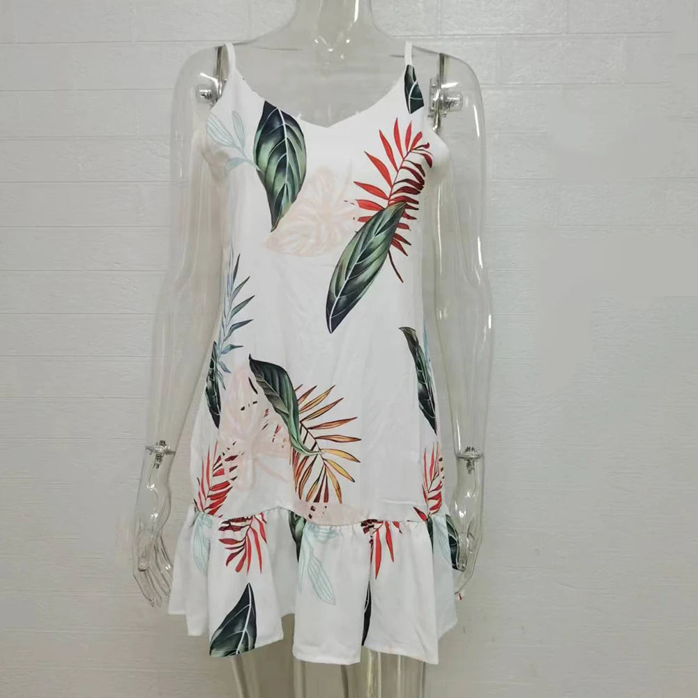 Cami Dresses - Fashion Dress Women Casual Loose Summer Non Strech Polyester Regular Short Dress Sleeveless Solid Color V-neck Suspender Women