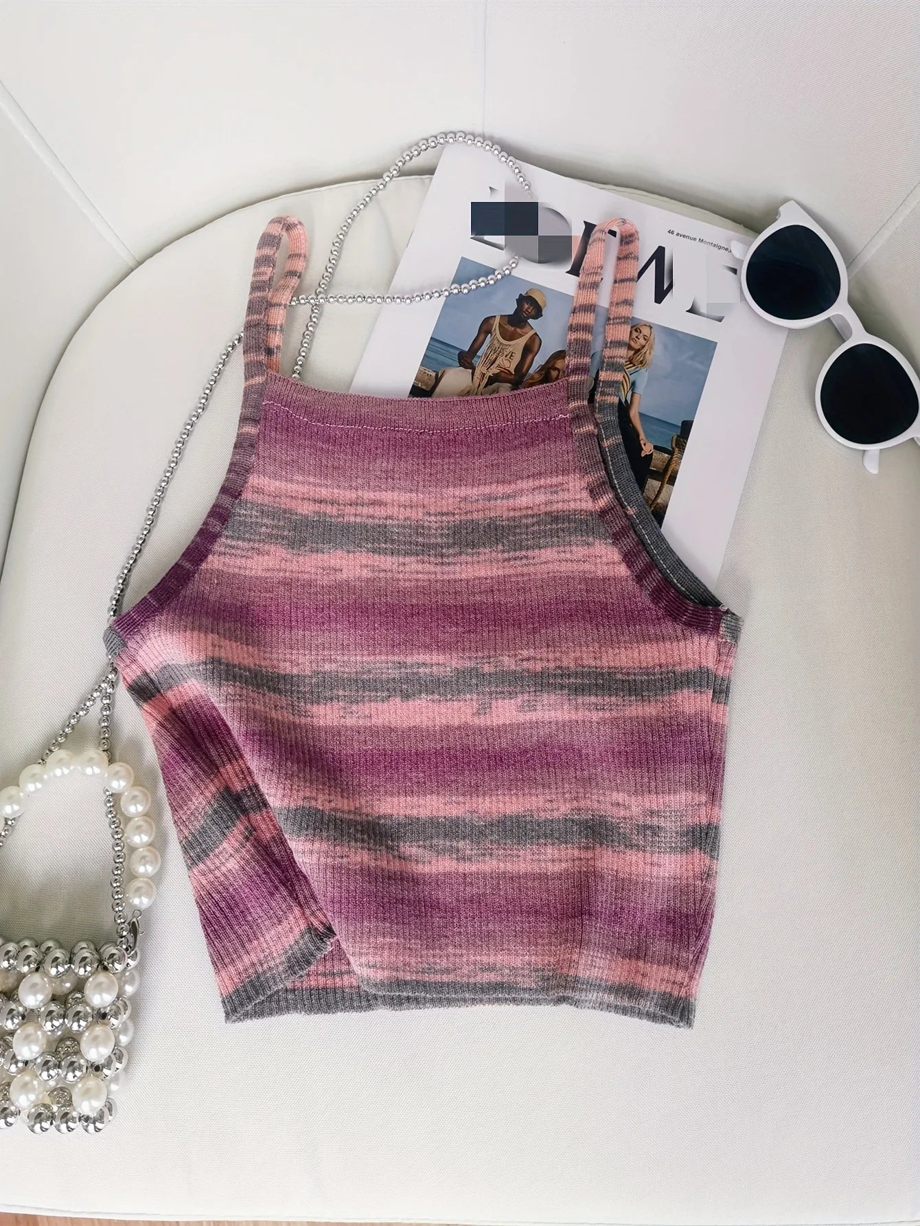Knit Camis - 2024 Comfortable and Stylish Striped Ribbed Knit Cami Top for Women Sleeveless Square Neck Casual Top Rainbow Crop Top