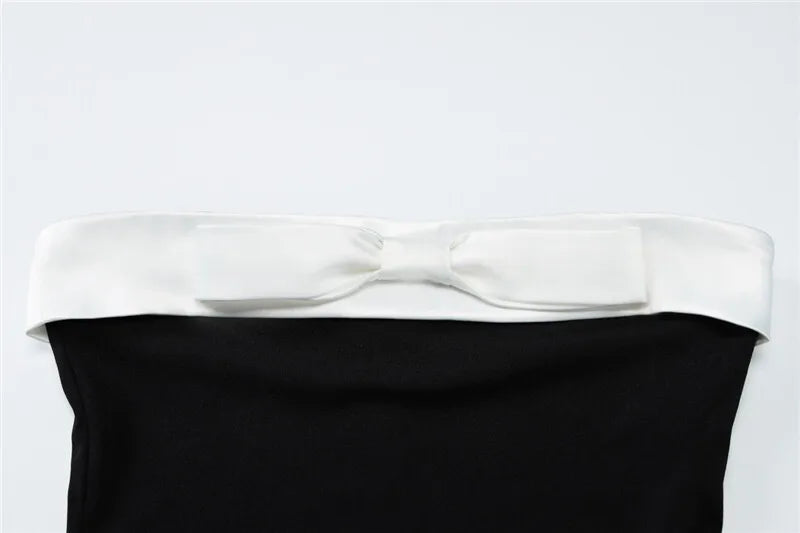 Tube Dresses - Off-shoulder Strapless Backless Sexy Maxi Dress For Women Patchwork Sleeveless High Waist Bodycon Split Long Dress