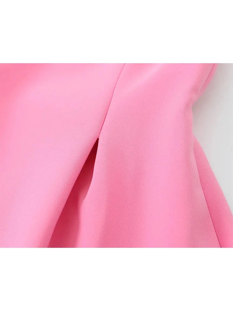 Casual Dresses - Sweet Romantic Chic Women Dress Solid Pink Pleated Sleeveless Mini Vestidos New Fashion 2025 Summer Vacation Date Dress