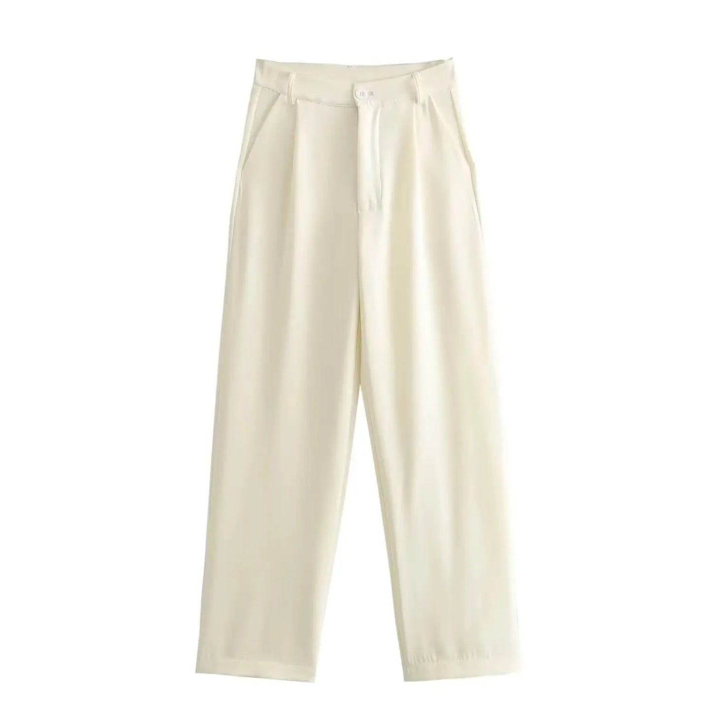 Matching Sets - Spring SummerWomen Casual Solid Suits Strapless Zipper Slim Vests+High Waist Zipper Pants Fashion Women Vintage Suit