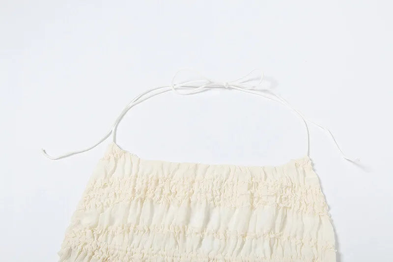 Matching Sets - Chiffon Lace Sexy Skirt Two Piece Sets Women Halter Crop Tops And Maxi Skirt Ladies Fashion Woman Long Dress Set