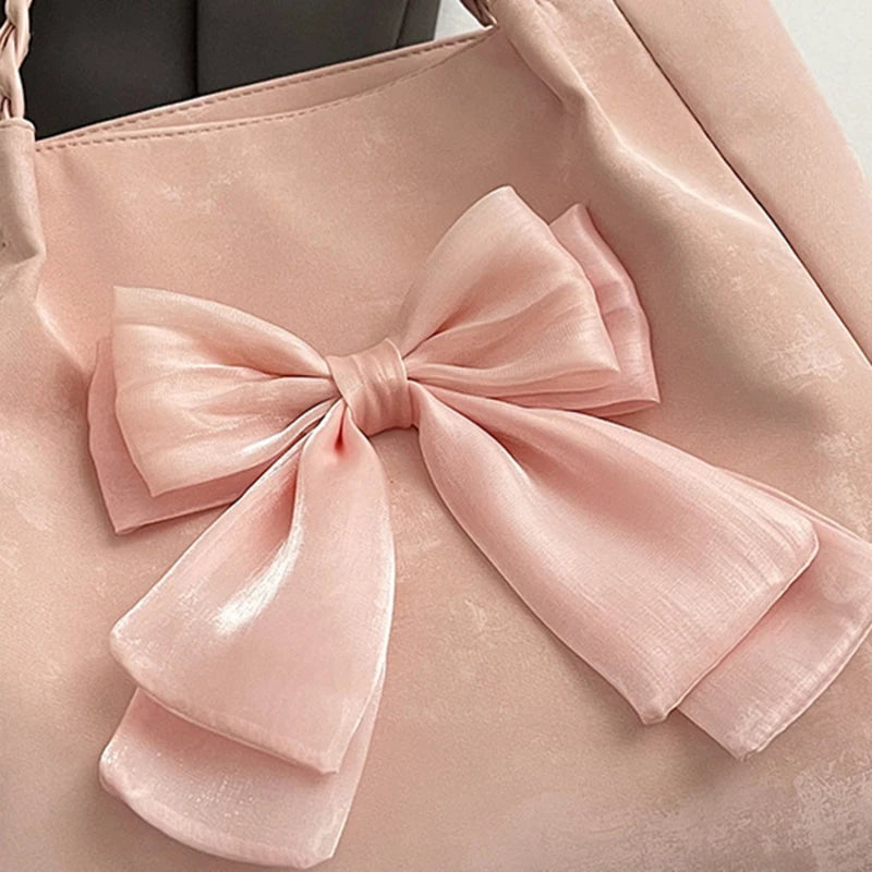HandBags - Women's Shoulder Bag with Bows Versatile Casual Hand-held Tote Bag Women's Bag Simple Spacious Trendy Crossbody Bag Commuter Bag