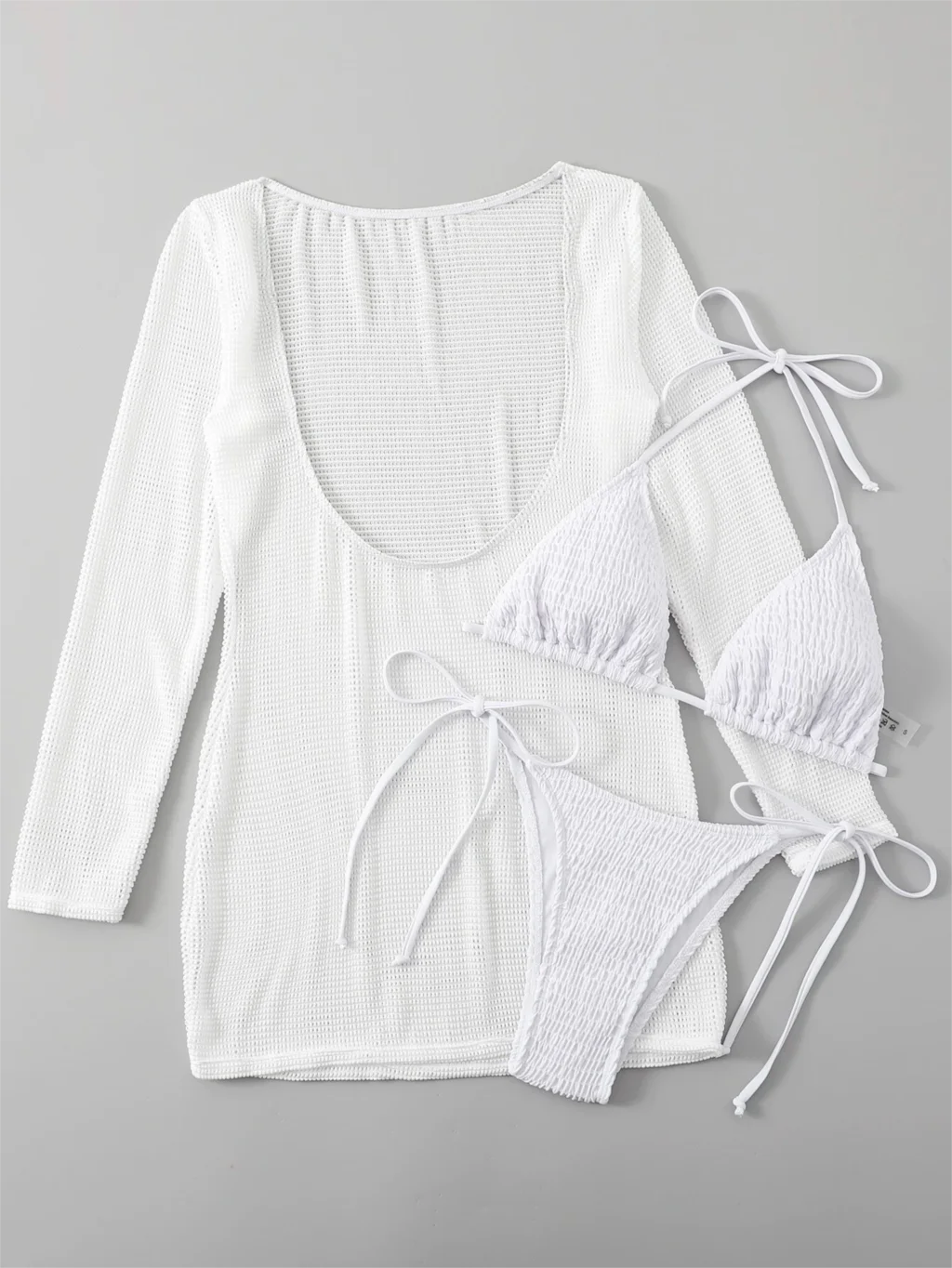 Swimwear - 2025 Halter String Bikini Set Triangle 3 Pieces Swimsuit Solid Sexy Swimwear Female Bathers Bathing Swimming Swim Suit