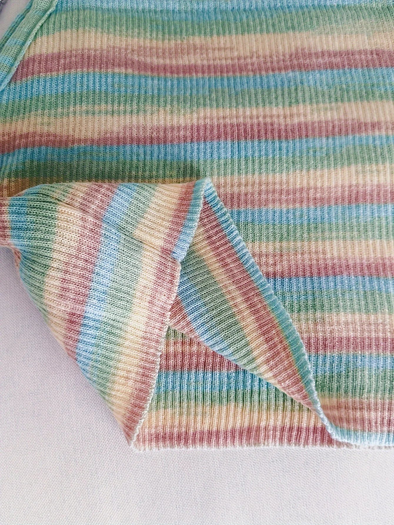 Knit Camis - 2024 Comfortable and Stylish Striped Ribbed Knit Cami Top for Women Sleeveless Square Neck Casual Top Rainbow Crop Top